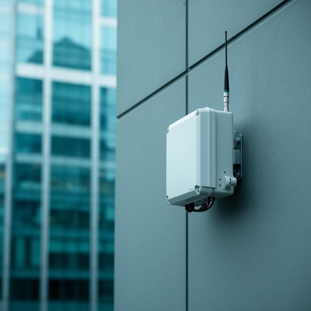 Compact small cell equipment mounted on building exterior